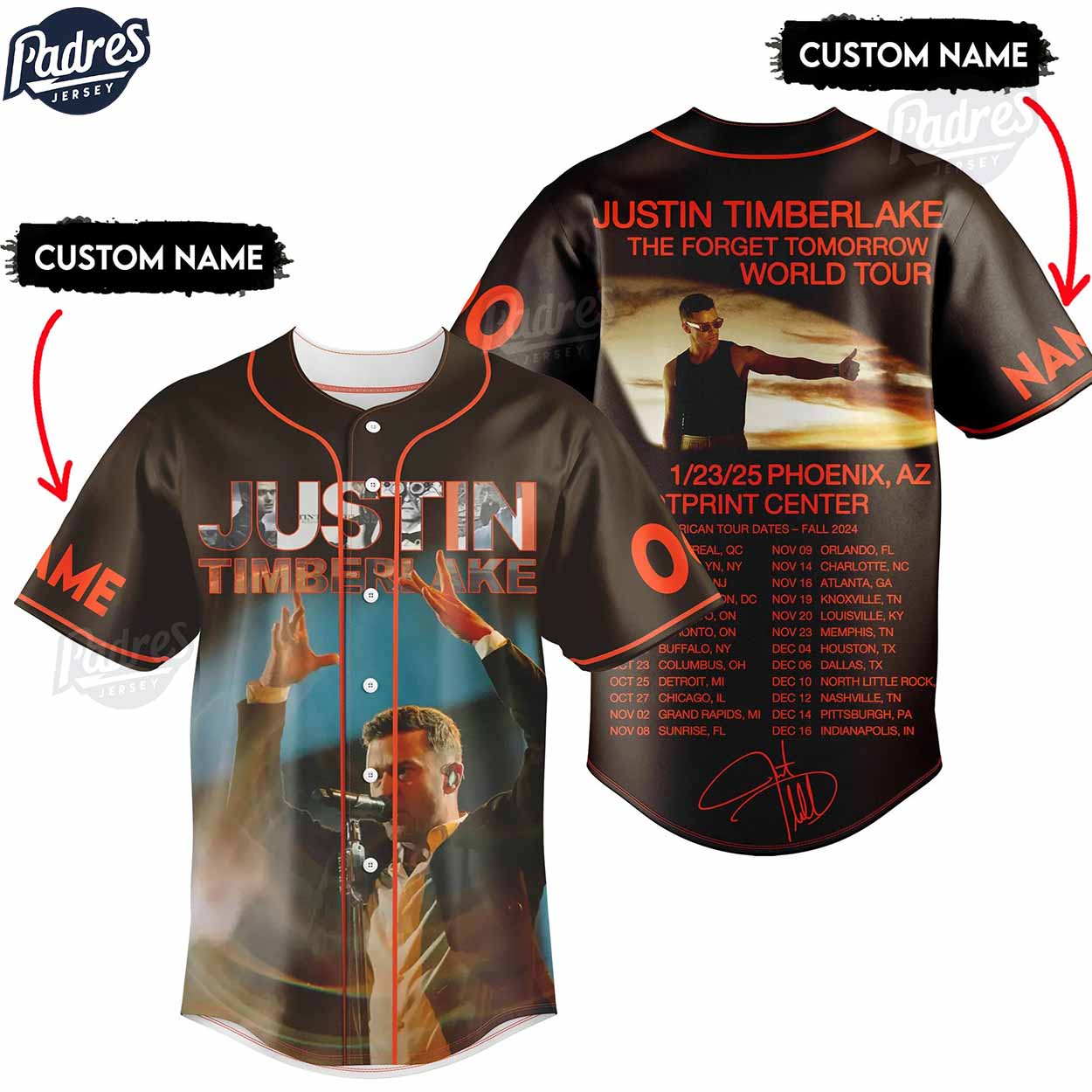 Custom Justin Timberlake World Tour Baseball Jersey - Padres Jersey Oasis: Elevate Your Baseball Style Game