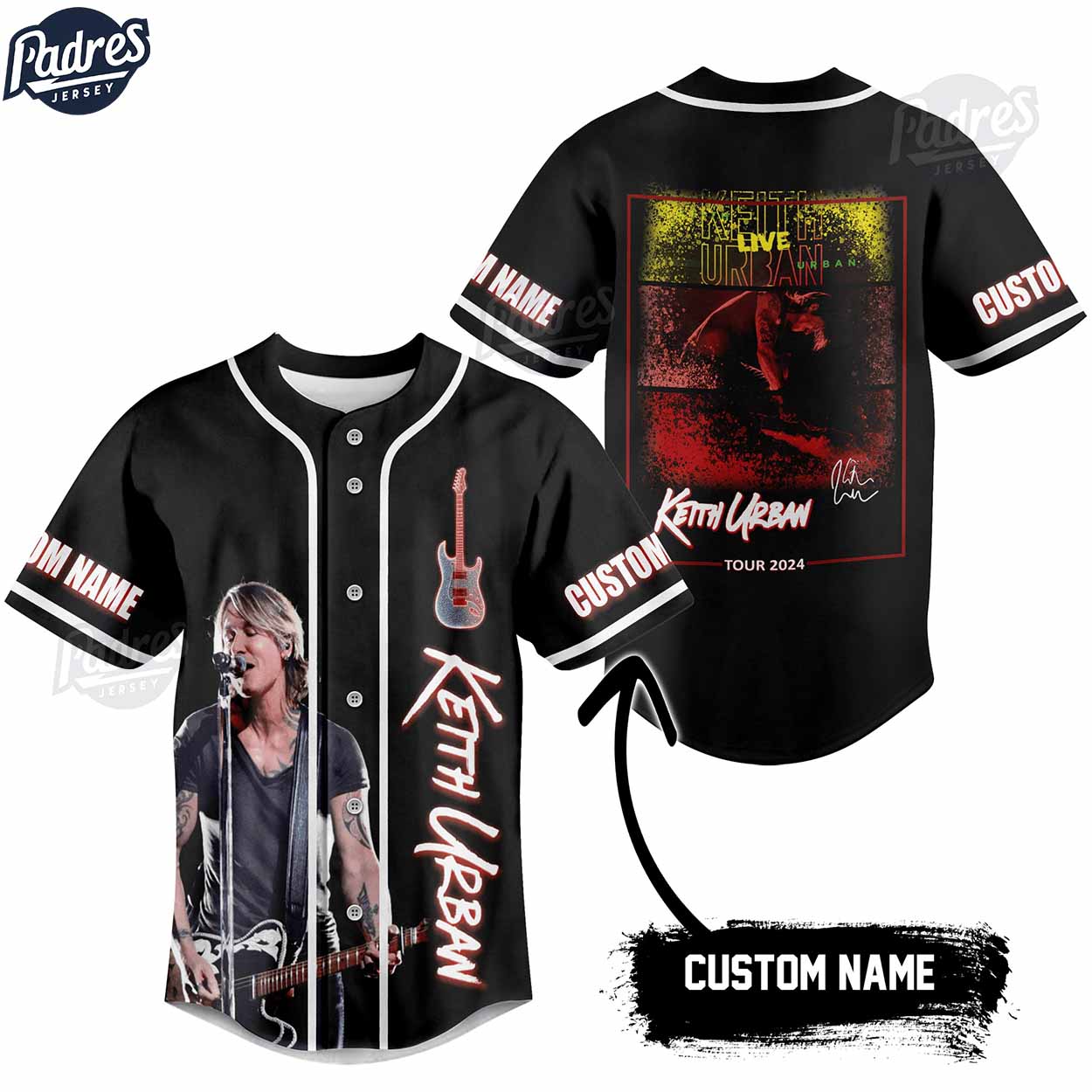 Custom Keith Urban Tour 2024 Baseball Jersey - Padres Jersey Oasis: Elevate Your Baseball Style Game