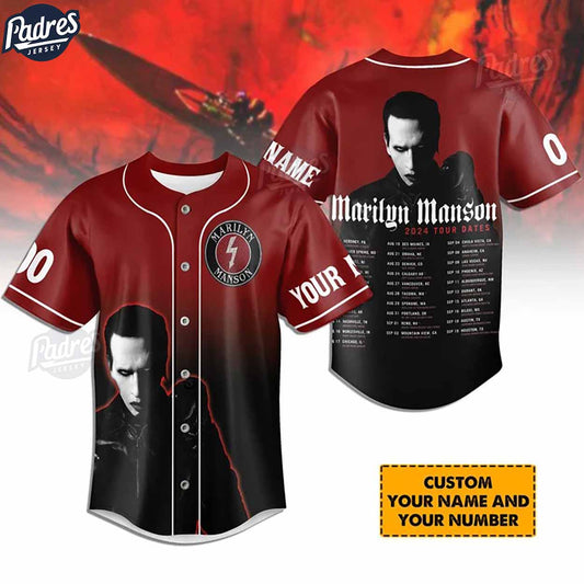 Custom Marilyn Manson 2024 Tour Dates Baseball Jersey - Padres Jersey Oasis: Elevate Your Baseball Style Game