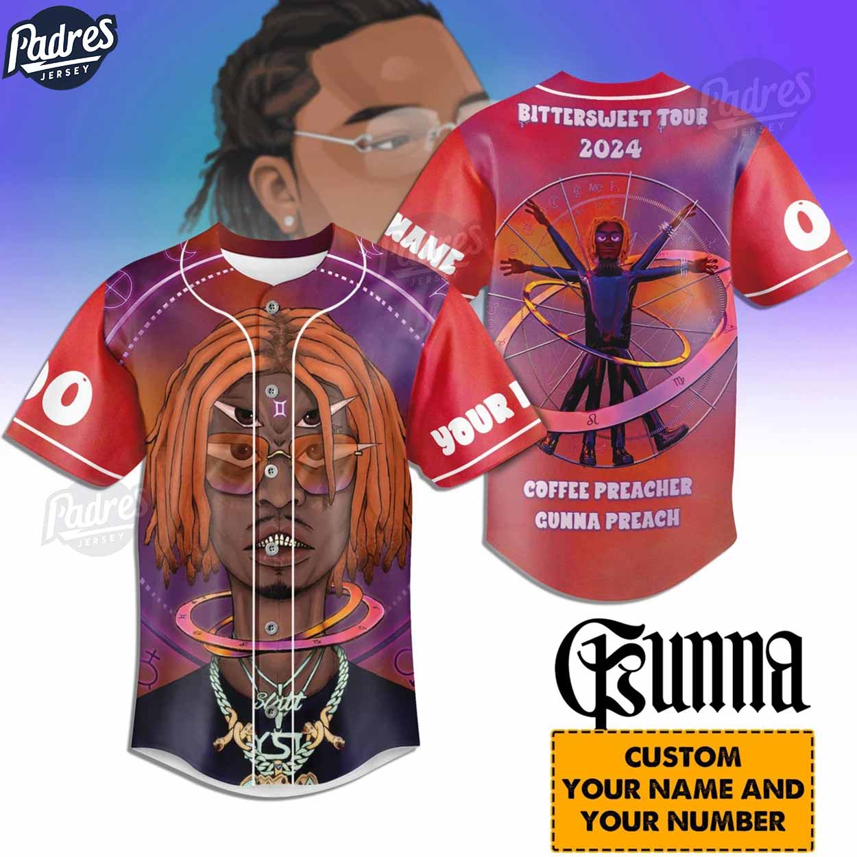Custom Music Bittersweet Tour 2024 Gunna Baseball Jersey - Padres Jersey Oasis: Elevate Your Baseball Style Game