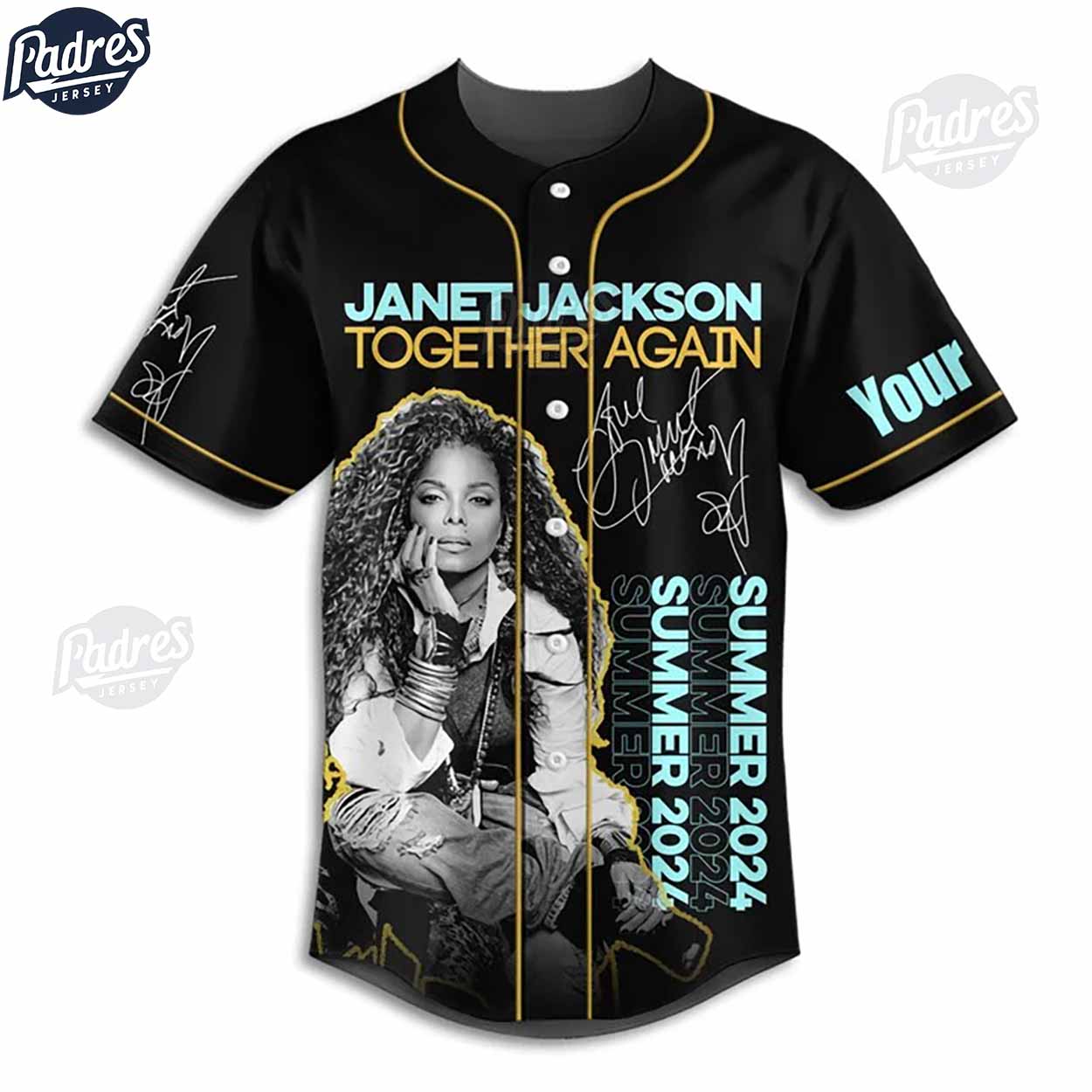 Custom Music Summer Tour 2024 Janet Jackson Baseball Jersey - Padres Jersey Oasis: Elevate Your Baseball Style Game