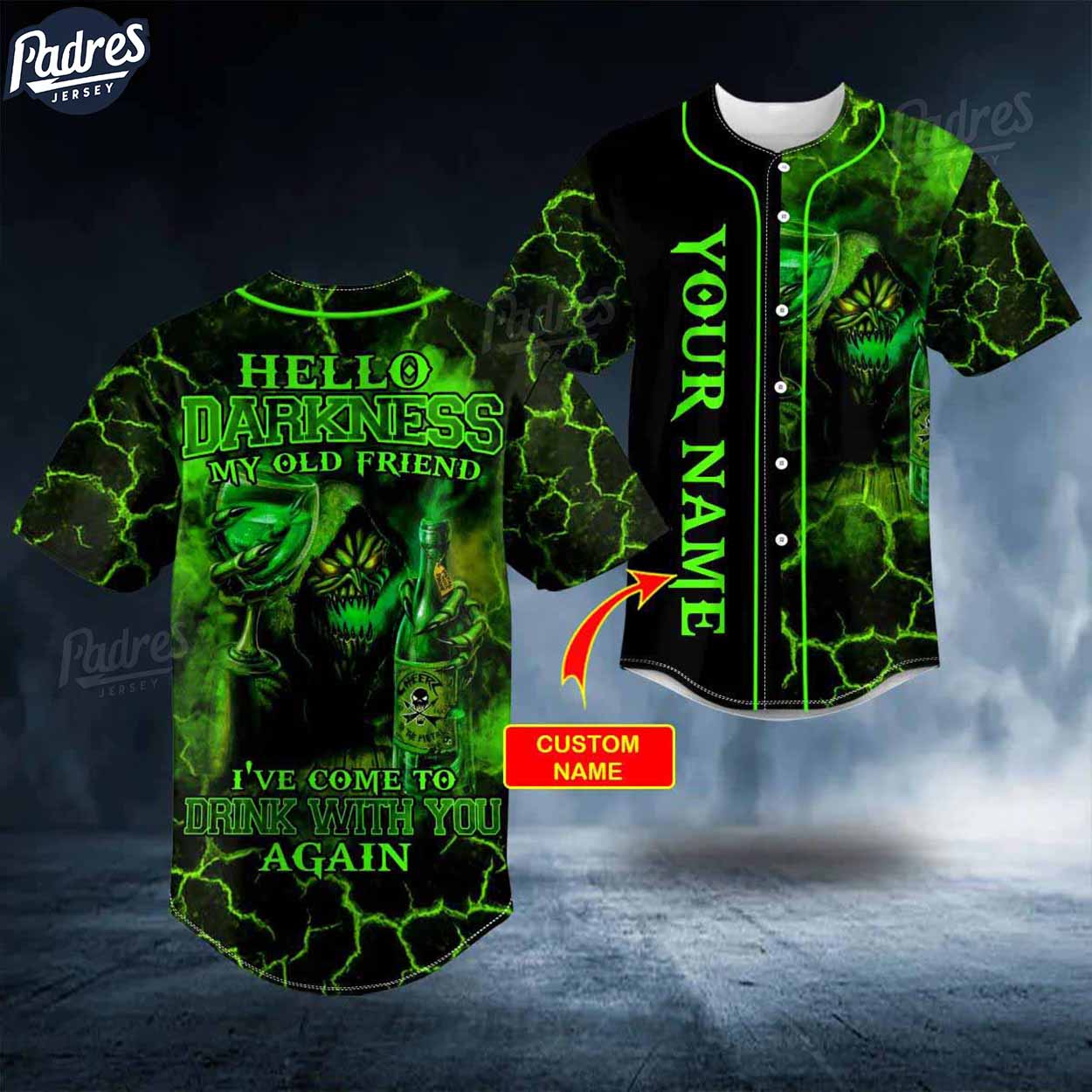 Custom My Old Friend Drink Green Grim Reaper Monster Skull Baseball Jersey - Padres Jersey Oasis: Elevate Your Baseball Style Game
