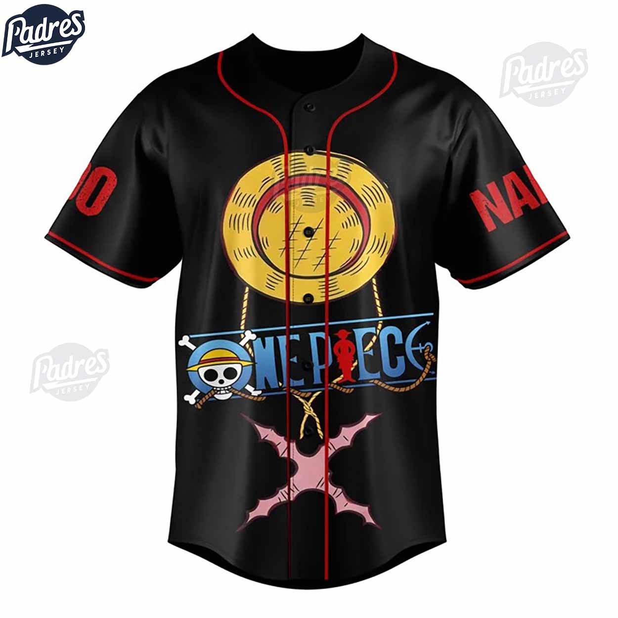 Custom One Piece Mugiwara Pirate King Black Baseball Jersey - Padres Jersey Oasis: Elevate Your Baseball Style Game
