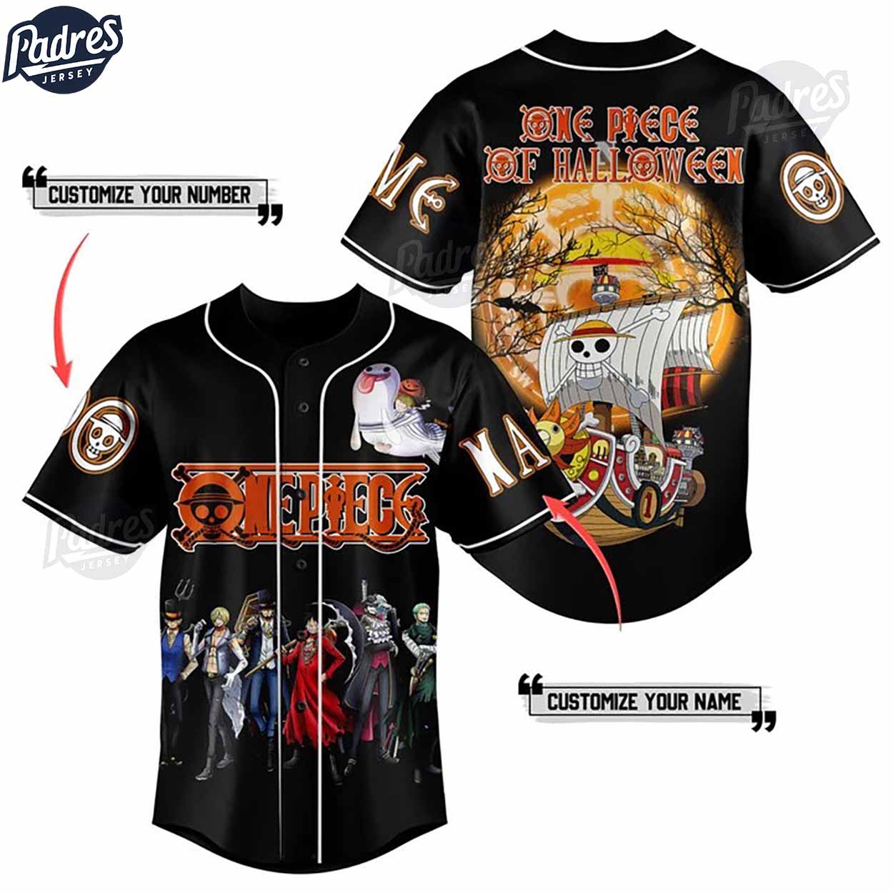 Custom Straw Hat Pirates One Piece Halloween Baseball Jersey - Padres Jersey Oasis: Elevate Your Baseball Style Game