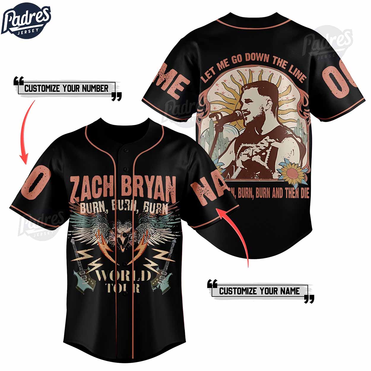 Custom Zach Bryan World Tour Baseball Jersey - Padres Jersey Oasis: Elevate Your Baseball Style Game