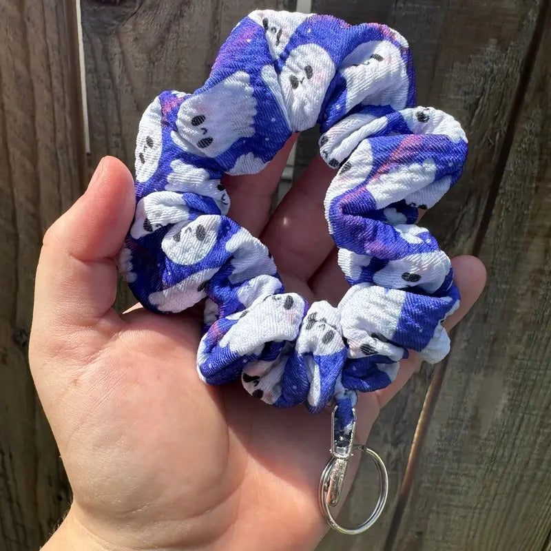 Cute Ghost Scrunchie Wristlet Keychain