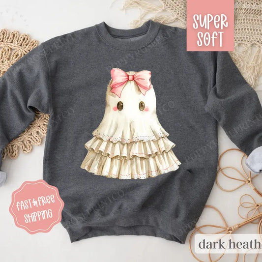 Cute Ghost Sweatshirt, Fall Crewneck, Womens Sweatshirt, Halloween Sweater cute ghoststyle{n002}2