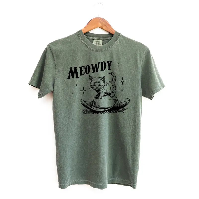 Cute Meowdy Cowboy Shirt, Cute Comfort Colors Shirts