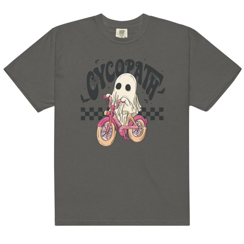 Cycopath Halloween Shirt, Spooky Season Ghost Bike Shirt, Summerween shirt, Comfort Colors Halloween Shirt, Casual Shirt Unisex, Halloween Clothing, Graphic Halloween Apparel, Casual Cotton T-shirt, Unisex Halloween
