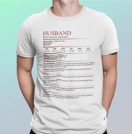 D&D Husband Stat Block Shirt | Dungeons and Dragons T-Shirt