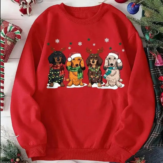 Dachshund Christmas Sweatshirt, Christmas Dog Tshirt, Xmas Dachshund Sweater, Christmas Gift For Dachshund Mom, Dog Lover Christmas Tshirt