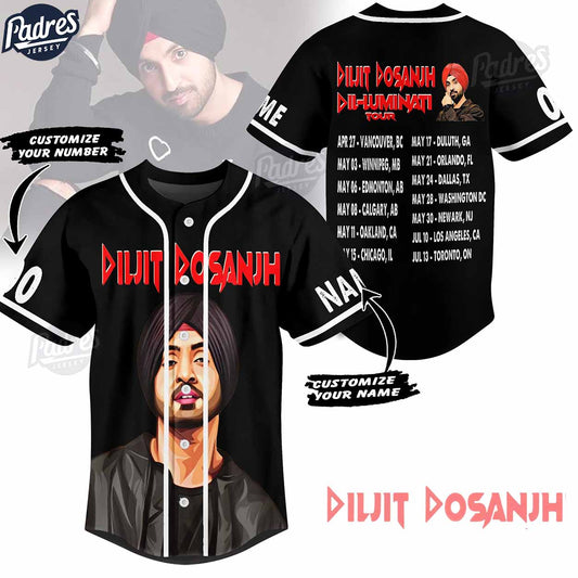 Diljit Dosanjh Illuminati Tour 2024 Custom Baseball Jersey Style - Padres Jersey Oasis: Elevate Your Baseball Style Game