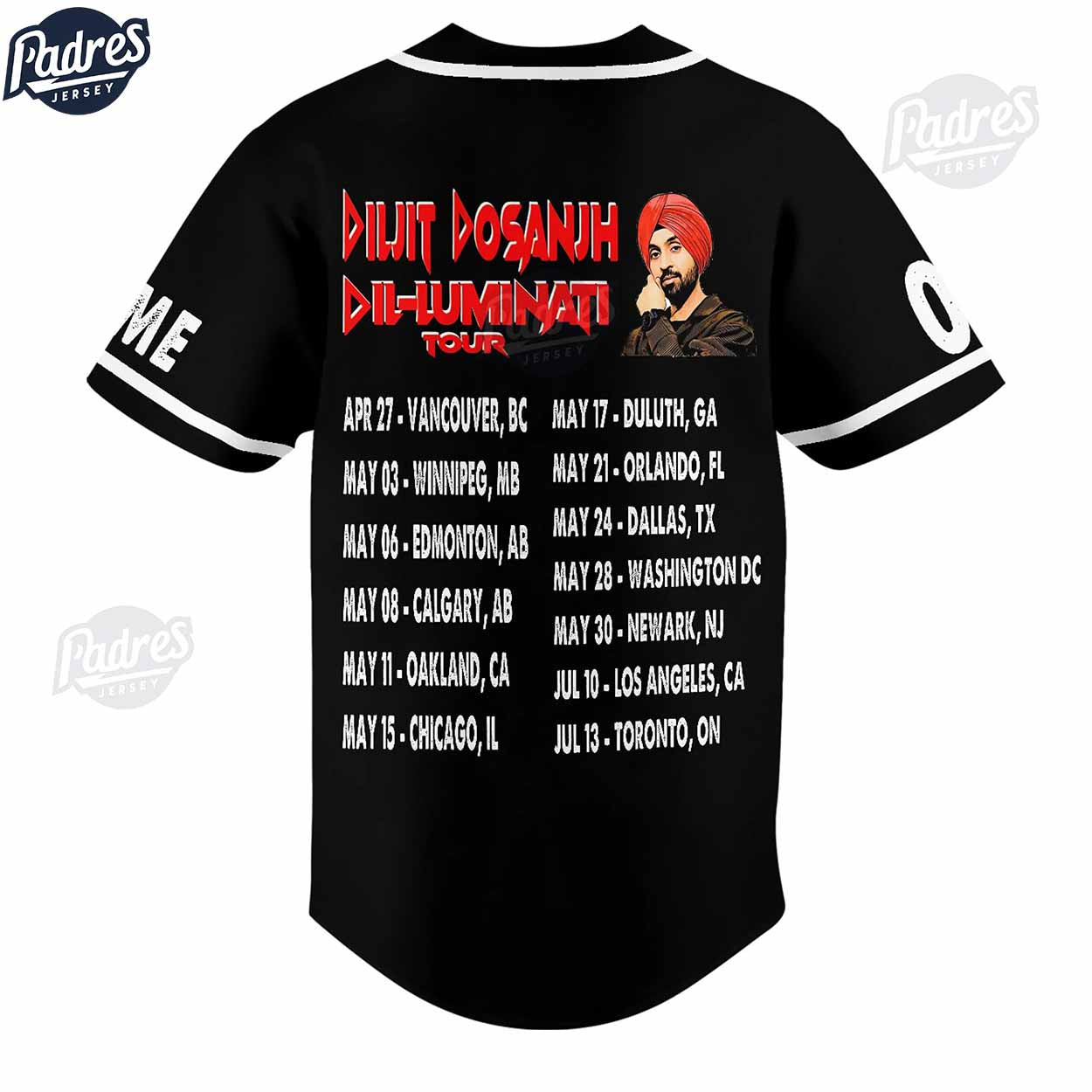 Diljit Dosanjh Illuminati Tour 2024 Custom Baseball Jersey Style - Padres Jersey Oasis: Elevate Your Baseball Style Game
