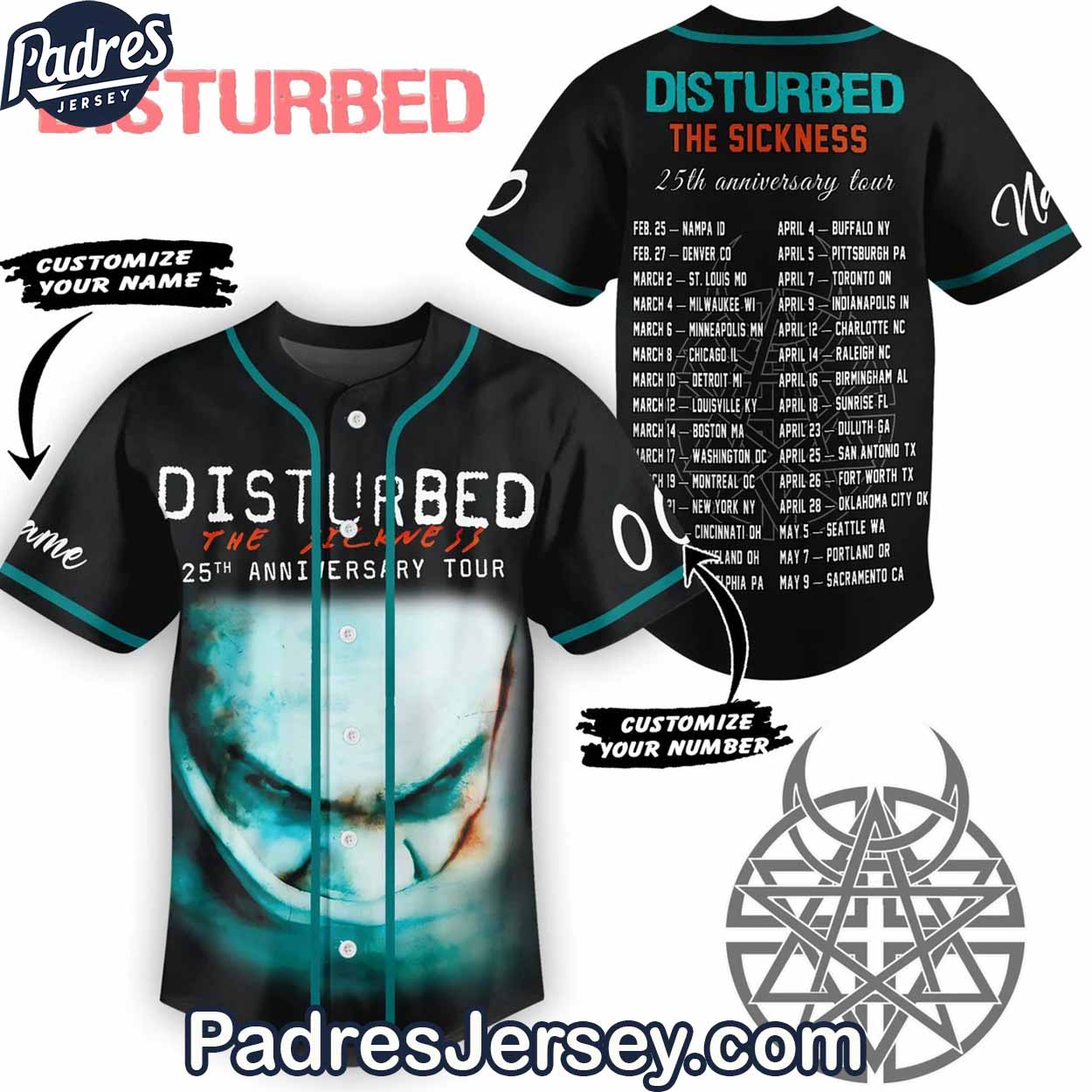 Disturbed The Sickness 25th Tour Baseball Jersey Outfit - Padres Jersey Oasis: Elevate Your Baseball Style Game