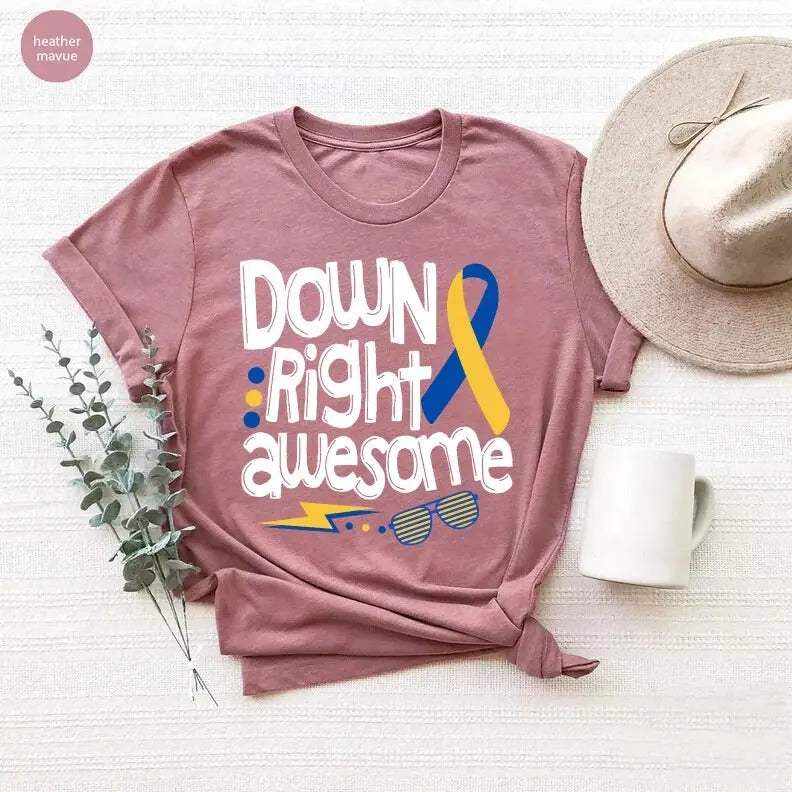 Down Syndrome Awareness Shirt 321 Shirt Down Right Awesome Tshirt World Down Syndrome Day Shirt Sped Teacher Down Syndrome Ribbon Shirt  sweater and hoodiestyle{n002}2