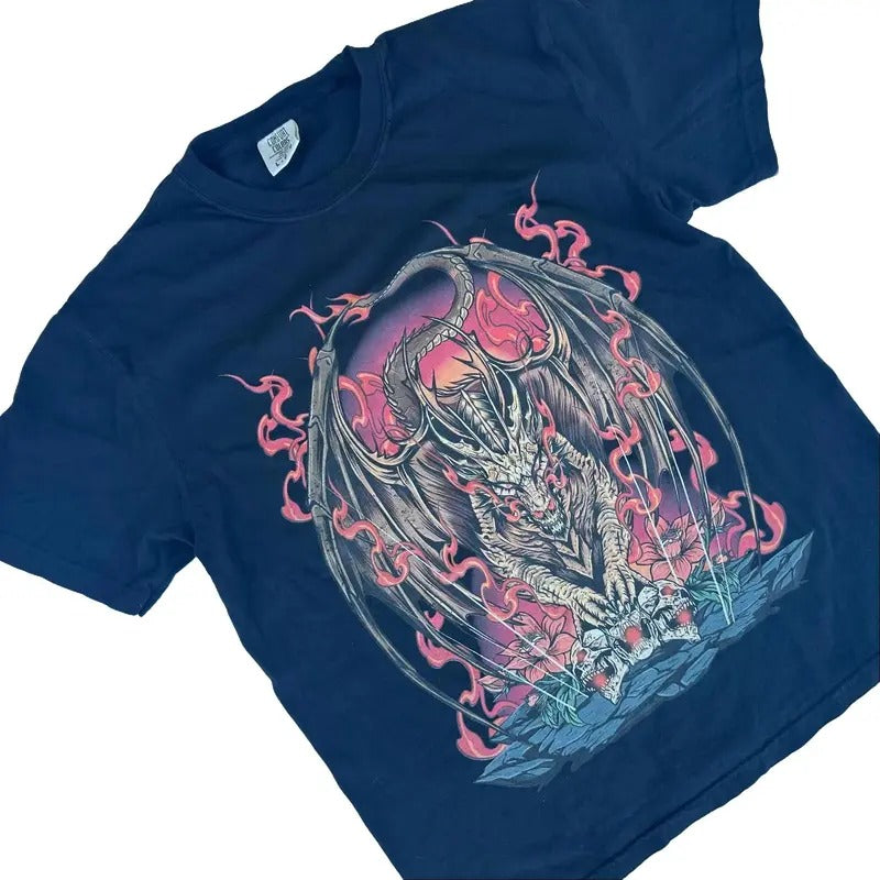 Dragon Comfort Colors Graphic Tee, Halloween Shirt, Funny Scary T-Shirt, 90's Tshirt Alternative Book Lover