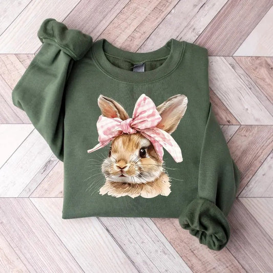 Easter Bunny Sweatshirt, Retro Easter Sweater, Coquette Bow Bunny Shirt, Easter Bunny Sweater, Cute Bunny Easter Day Gift, Bunny Graphic Tee
