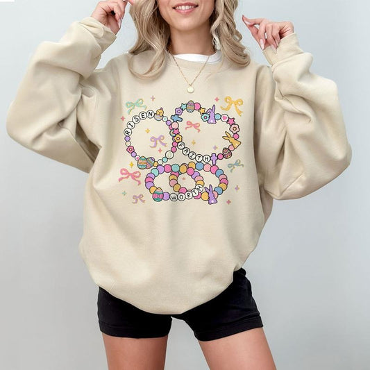 Easter Friendship Bracelet Shirt, Faith-Based Easter Tee, Risen Faith Worth Graphic Shirt, Cute Pastel Christian Easter Shirt