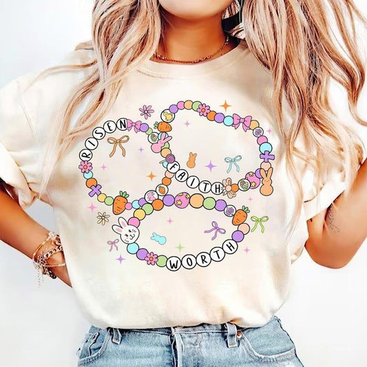 Easter Friendship T-shirt, He is Risen, Coquette, Worthy Bible Verse, Bunny