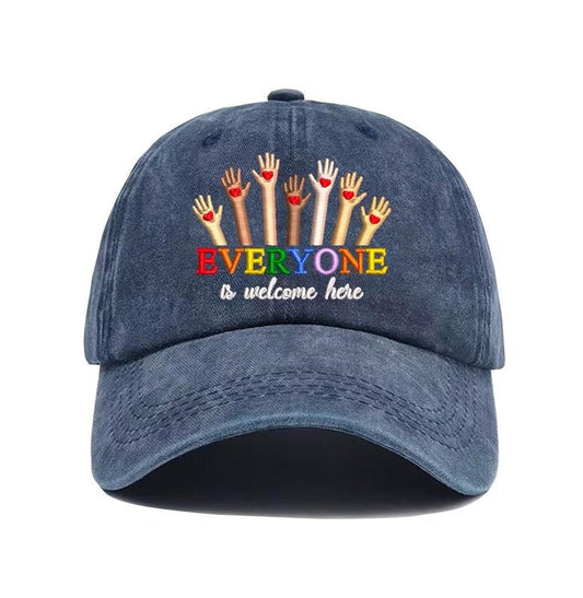 Everyone Is Welcome Here Hat, Inclusion And Equality Embroidered Hats, Gay Rights Hat, Teacher Gift