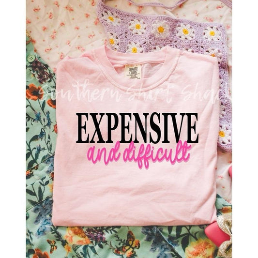 Expensive and Difficult T shirt  | Preppy T shirt | Humor T shirt | Light Pink comfort colors T shirt