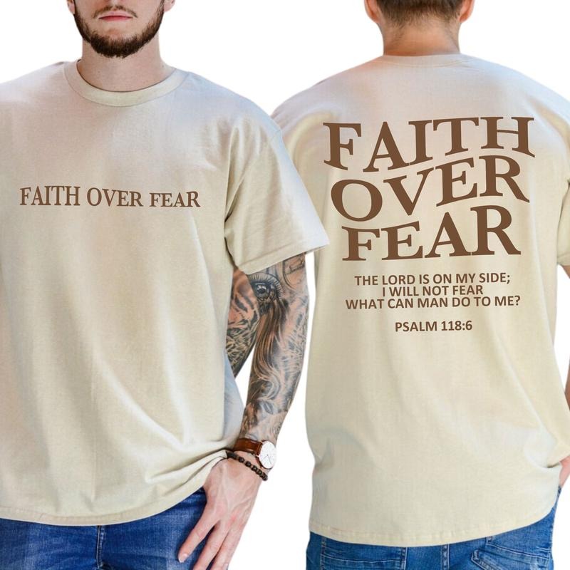 Faith Over Fear 2-Sided Shirt, Christian T-shirt, Jesus Saves Tee, Aesthetic Jesus Apparel, Religious Shirt, Bible Verse Shirt,