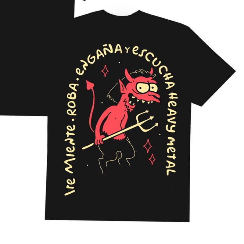 Fashion devil letter print loose regular T-shirt - Naughty Clothes Men