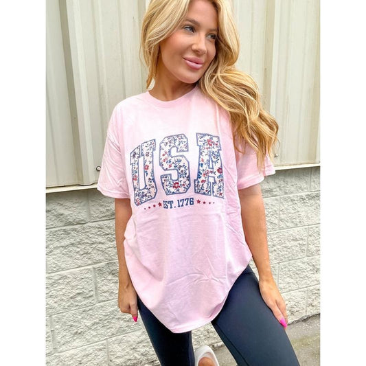 Floral USA Graphic Top