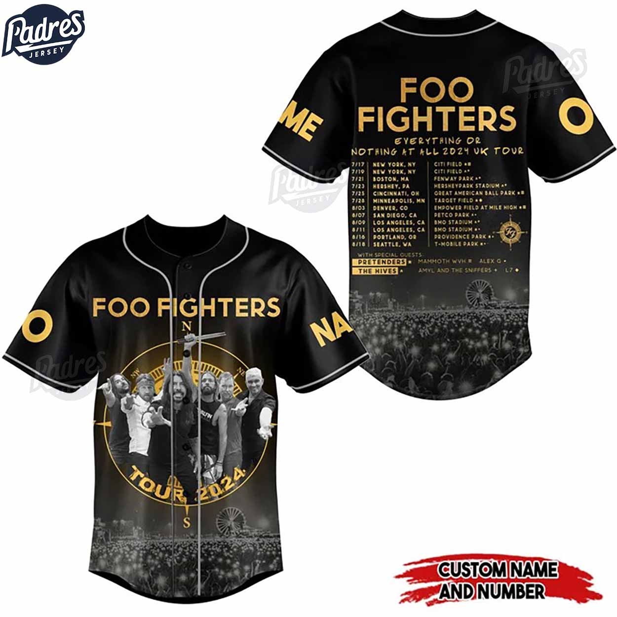 Foo Fighter Everything Or Nothing At All Tour 2024 Custom Baseball Jersey - Padres Jersey Oasis: Elevate Your Baseball Style Game