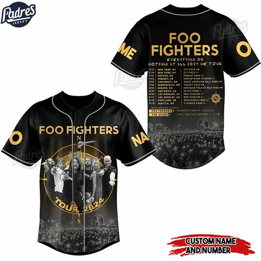 Foo Fighter Everything Or Nothing At All Tour 2024 Custom Baseball Jersey - Padres Jersey Oasis: Elevate Your Baseball Style Game