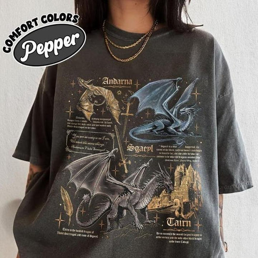 Fourth Wing Dragon Comfort Colors Shirt,  Tairn & Andarna T-Shirt, Basgiath War College Tee, Dragon Rider Sweatshirt