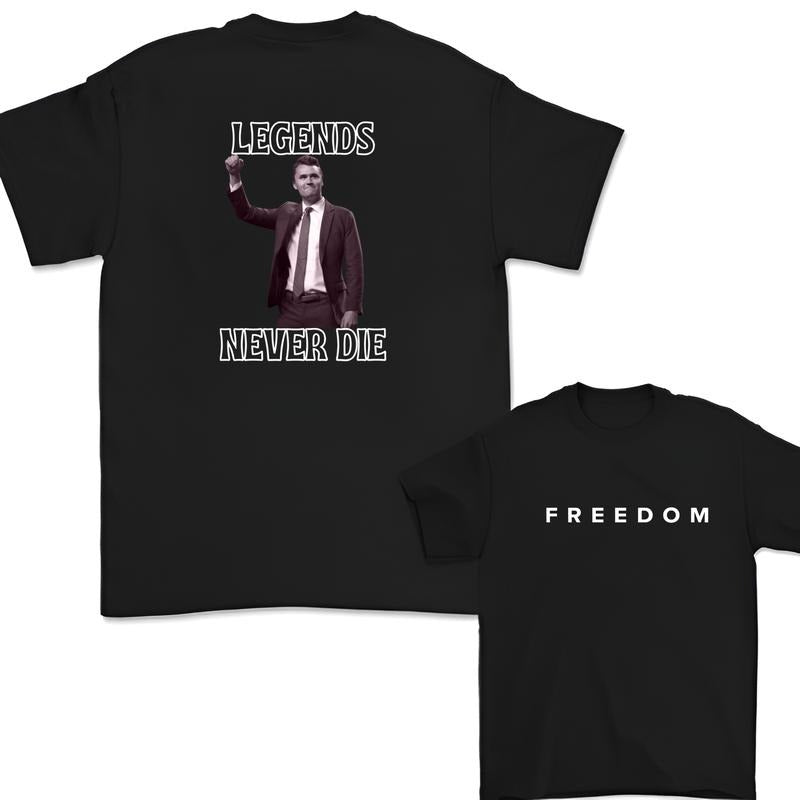 Freedom - LeGends Charlie Kirk T-Shirt,Charlier Kirk Vintage Tee ,  2 Sided Graphic Design Unisex Cotton T-shirt for Men for Women Menswear
