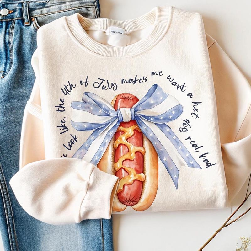 Funny 4th of July Hot Dog Shirt You Look Like the 4th of July Retro Patriotic USA Tee Unisex T-Shirt 100% Cotton