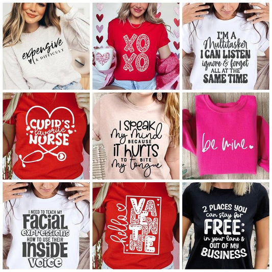 20 Single Color Valentine/Funny Screen Print Transfer Grab Bag, Screen Prints Will Vary and NOT Limited To What Is In Photo