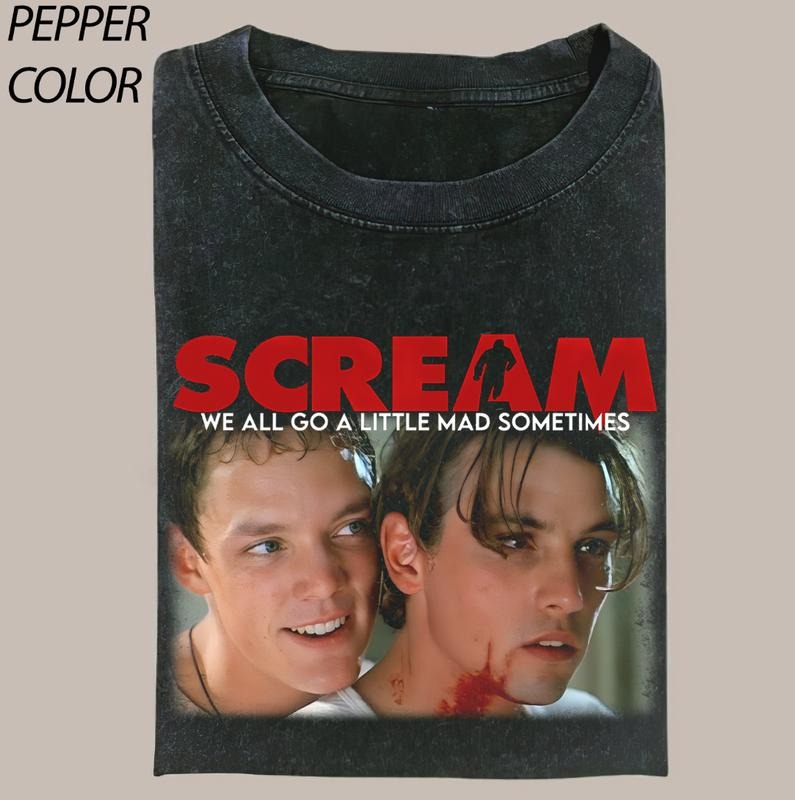 Funny Stu Macher & Billy Loomis Scream T-Shirt Vintage Halloween Movie Graphic Tee Gift For Boyfriend Unisex T-Shirt Menswear Top Streetwear All Seasons
