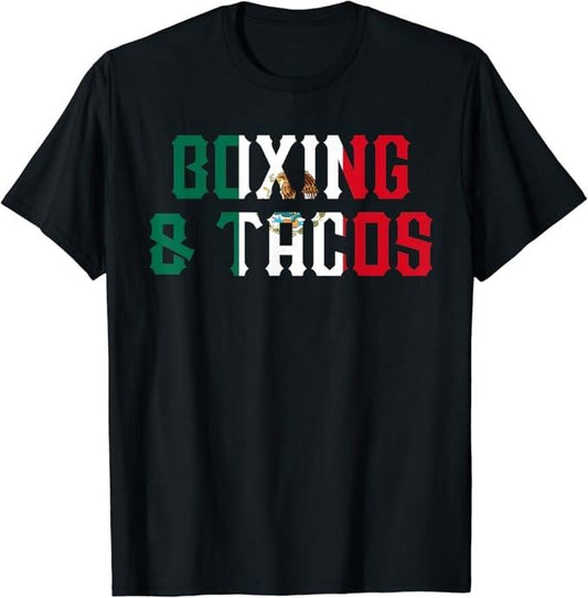 Funny Taco Shirts, Gifts For Mexican Food Lovers, Boxing and Tacos Funny Mexico T-Shirt Menswear Top Casual Classic