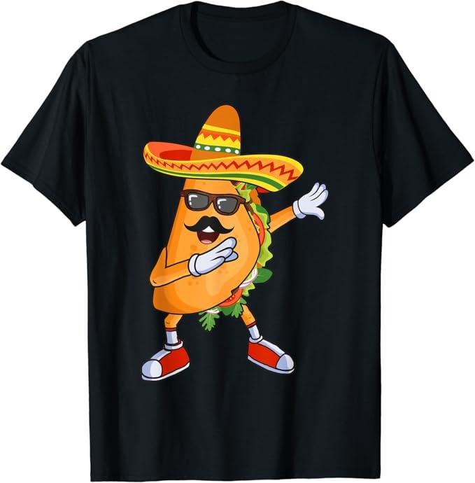 Funny Taco Shirts, Gifts For Mexican Food Lovers, Dabbing Taco Funny Cinco de Mayo Mexican party T-Shirt Menswear Top Casual Classic