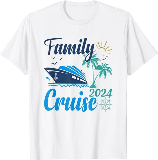 Funny Vacation Shirt, Family Cruise 2024 Funny Summer Vacation Cruise Ship Lover T-Shirt Menswear Casual Cotton