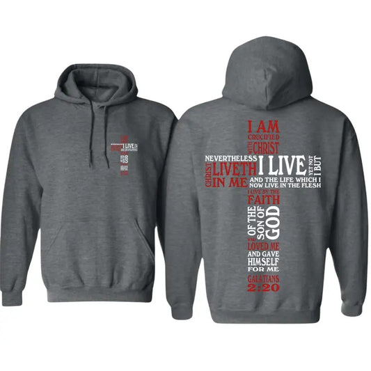 Galatians 2:20 Hoodie - Bold Cross Design, Unisex Classic Fit Sweatshirt for Faithful Believers - Menswear, Sweatshirts