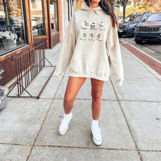 Ghost Reading Books Sweater, Bookish Halloween Sweatshirt, Halloween Teacher Gift, Librarian Halloween Hoodie, Ghost Crewneck  T-shirt, sweater and Hoodie