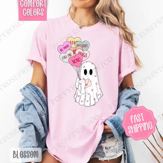 Ghost Valentine's Shirt Comfort Colors, Valentine's Day Women's Tee, Cute Women's Tshirt