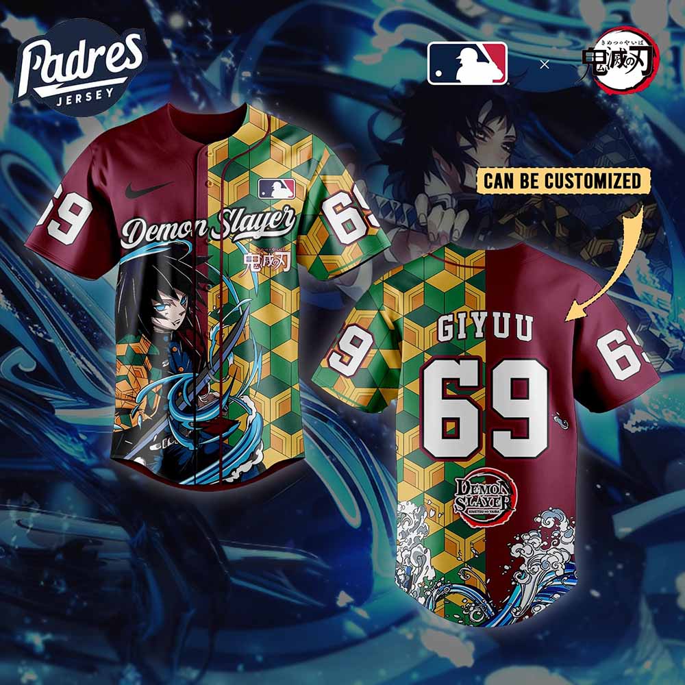 Giyu Tomioka Demon Slayer X MLB Personalized Baseball Jersey 2025 - Padres Jersey Oasis: Elevate Your Baseball Style Game