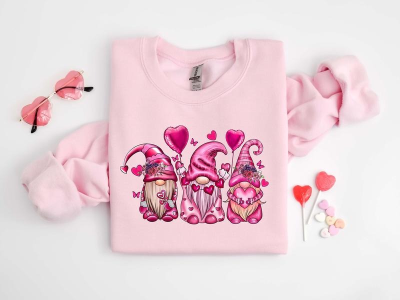 Gnomes Valentines Day Sweatshirt, Gnome Hearts Sweatshirt, Valentines Day Shirts for Women, Cute Gnome Sweatshirt
