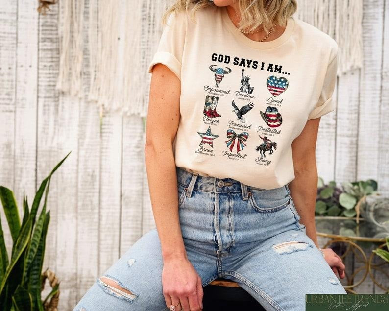 God Says I Am 4th Of July Western Shirt, Western Cowboy USA Shirt, Christian 4th Of July Shirt, Independence Day Tee, God Bless America  T-shirt, sweater and Hoodie