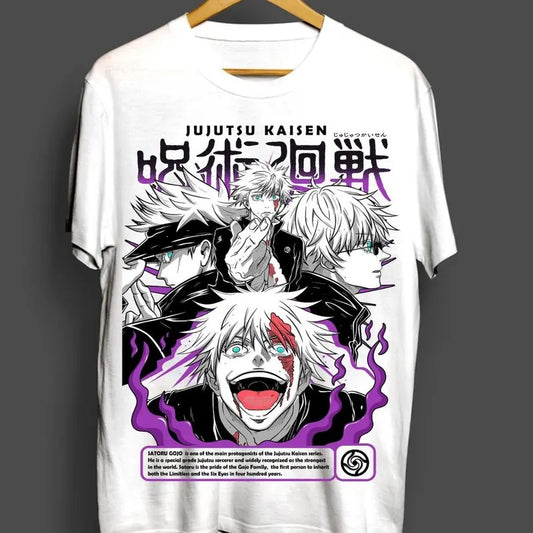 Gojo Satoru T-Shirt Jujutsu Kaisen Anime Horror Funny Gift Shirt All Size