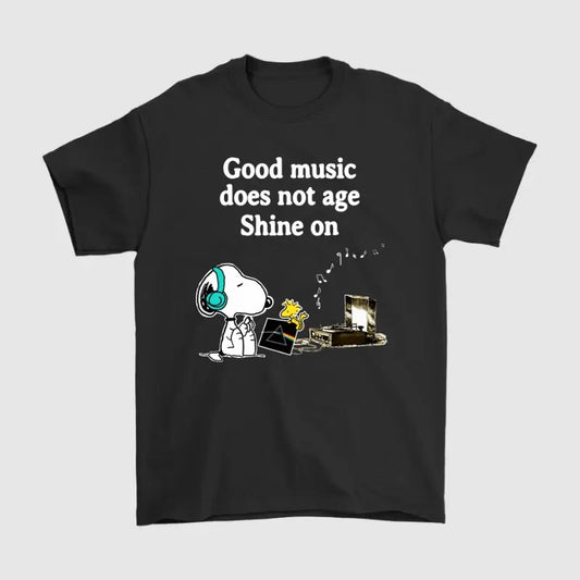 Good Music Does Not Age Shine On Pink Floyd Sn00py Shirt, Vintage Peanuts T-Shirt, Unisex Music Graphic Shirt, Y2K Clothing, Womenswear Top