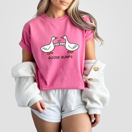 Goose Bumps Comfort Shirt for Her, Silly Goose T-shirt, Funny Goose Shirt, Goose Lover Tee, Cute Goose Couple Clothing, Sarcastic Goose Gifts, Comfort Shirt Unisex Goose Shirt, Oversized Graphic Tee, Funny Shirt for Her, Women Top Casual Womenswear Lady