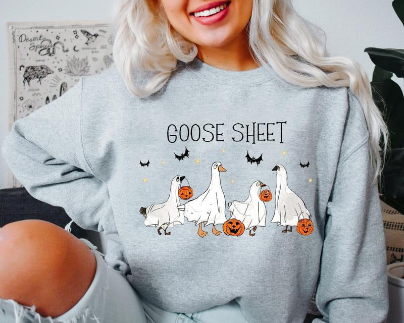 Goose Sheet Shirt, Halloween Shirt, Funny Halloween Goose Shirt, Spooky Season Shirt, Gift For Halloween, Silly Goose Shirt, Trick Or Treat