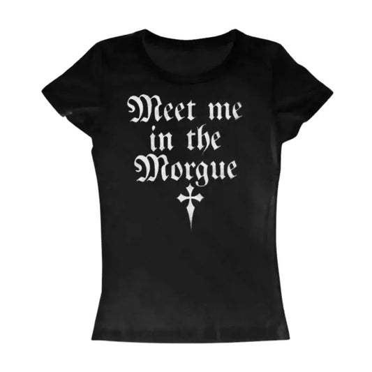 Gothic Emo Girl Baby Tee, Vintage Letter Graphic Baby Tee, Women's Fitted T-Shirt - Womenswear Underwear, Grunge 2000s, Casual Cotton Short Sleeve, Gift For Girlfriend