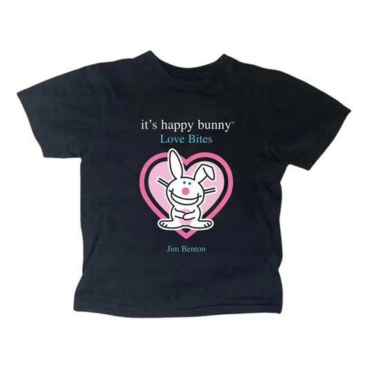 Gothic Emo Girl Top, Lover Happy Bunny Baby Tee, Scene Clothing 2000s, Y2k Top Women Streetwear, Casual Cotton Short Sleeve, Women Fitted T-Shirt